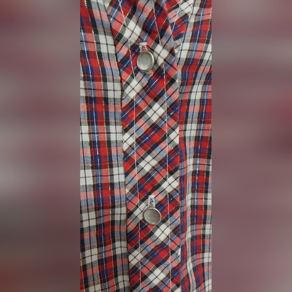 VINTAGE 1970'S WESTERN PEARL BUTTON DOWN PLAID SHIRT SIZE M - Picture 2 of 7
